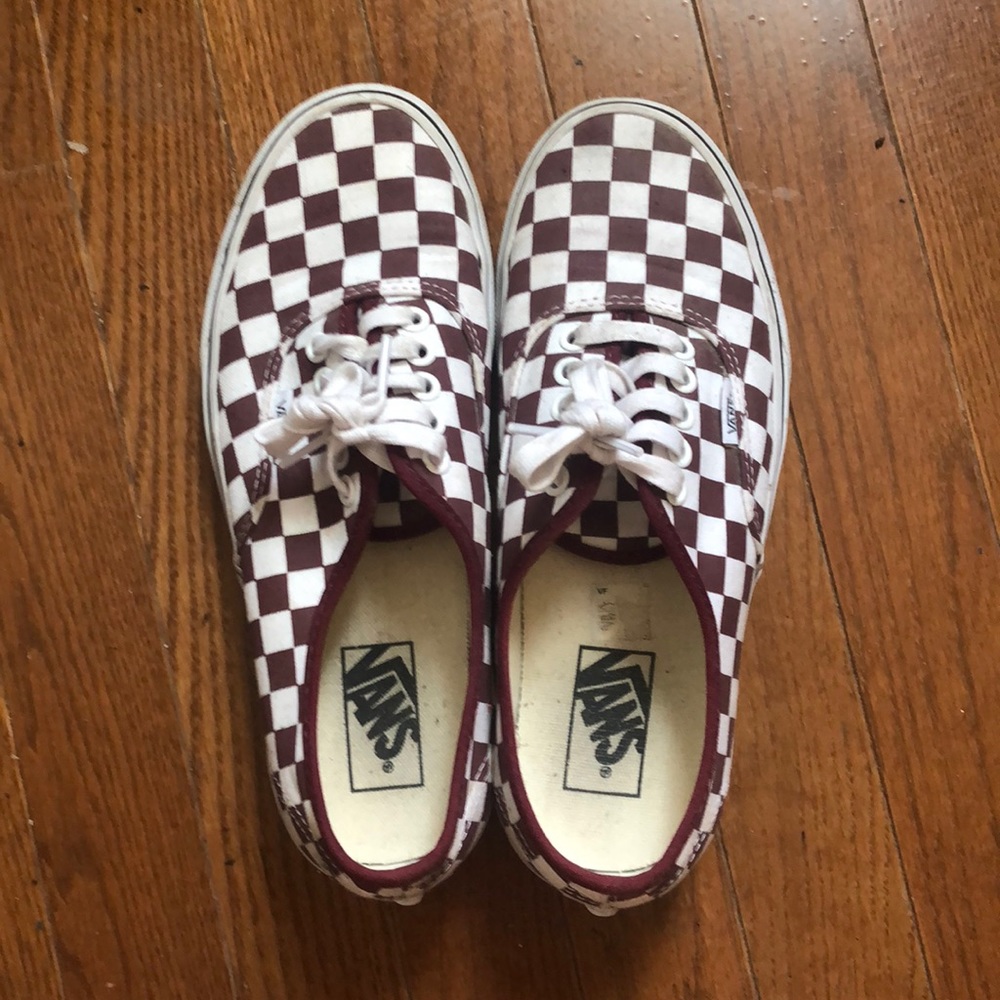 Red Checkered lace up Vans